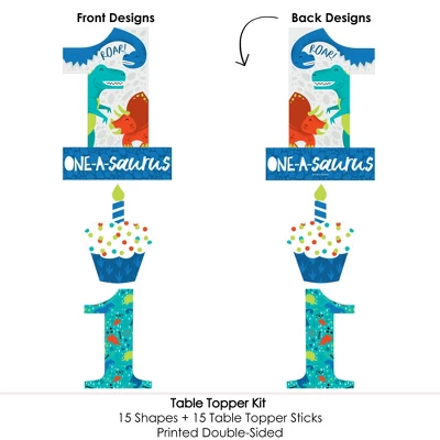 Big Dot Of Happiness 1st Birthday Roar Dinosaur - ONEasaurus Dino First Birthday Party Centerpiece Sticks - Table Toppers - Set Of 15 4 Big Dot Of Happiness 1st Birthday Roar Dinosaur - ONEasaurus Dino First Birthday Party Centerpiece Sticks - Table Toppers - Set Of 15 - Image 4