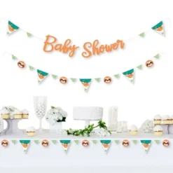 Big Dot Of Happiness Let's Hang - Sloth - Baby Shower Letter Banner Decoration - 36 Banner Cutouts And Baby Shower Banner Letters