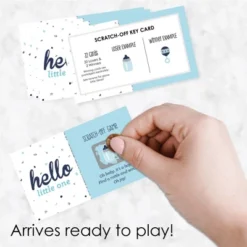 Big Dot Of Happiness Hello Little One - Blue And Silver - Boy Baby Shower Game Scratch Off Cards - 22 Count