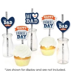 Big Dot Of Happiness Happy Father's Day - Paper Straw Decor - We Love Dad Party Striped Decorative Straws - Set Of 24 -Aurora Party Sales GUEST c8575949 2567 4e36 9cf0 aced328191a8