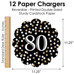 Big Dot Of Happiness Adult 80th Birthday - Gold - Birthday Party Round Table Decorations - Paper Chargers - Place Setting For 12 -Aurora Party Sales GUEST c87198b7 69f8 4b5f 8afb a04d44d02fa4