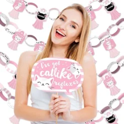 Big Dot Of Happiness Purr-fect Kitty Cat - Banner And Photo Booth Decor - Kitten Meow Baby Shower Or Birthday Party Supplies Kit - Doterrific Bundle