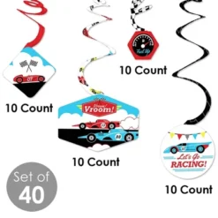 Big Dot Of Happiness Let's Go Racing - Racecar - Race Car Birthday Party Or Baby Shower Hanging Decor - Party Decoration Swirls - Set Of 40 -Aurora Party Sales GUEST c90a283f 332f 4aa6 b2f3 b8edbbcde95a