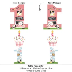 Big Dot Of Happiness 1st Birthday Girl Farm Animals - Pink Barnyard First Birthday Party Centerpiece Sticks - Table Toppers - Set Of 15 -Aurora Party Sales GUEST c9dca954 be6d 49b6 94a1 3fb06f8d9491