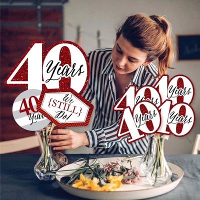 Big Dot Of Happiness We Still Do - 40th Wedding Anniversary - Anniversary Party Centerpiece Sticks - Showstopper Table Toppers - 35 Pieces 2 Big Dot Of Happiness We Still Do - 40th Wedding Anniversary - Anniversary Party Centerpiece Sticks - Showstopper Table Toppers - 35 Pieces - Image 2