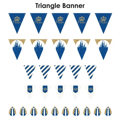 Big Dot Of Happiness Royal Prince Charming - DIY Baby Shower Or Birthday Party Pennant Garland Decoration - Triangle Banner - 30 Pieces 5 Big Dot Of Happiness Royal Prince Charming - DIY Baby Shower Or Birthday Party Pennant Garland Decoration - Triangle Banner - 30 Pieces - Image 5