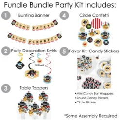 Big Dot Of Happiness Pirate Ship Adventures - Skull Birthday Party Supplies - Banner Decoration Kit - Fundle Bundle