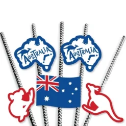 Big Dot Of Happiness Australia Day - Paper Straw Decor - G'Day Mate Aussie Party Striped Decorative Straws - Set Of 24 -Aurora Party Sales GUEST cd85f728 fbe7 4473 ac20 198faceb8389