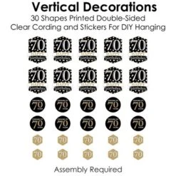 Big Dot Of Happiness Adult 70th Birthday - Gold - Birthday Party DIY Dangler Backdrop - Hanging Vertical Decorations - 30 Pieces -Aurora Party Sales GUEST cdbc4fb6 4bbe 4755 9e48 f4fff37830c3