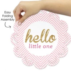 Big Dot Of Happiness Hello Little One - Pink And Gold - Girl Baby Shower Round Table Decorations - Paper Chargers - Place Setting For 12 -Aurora Party Sales GUEST cde65658 6795 47ef 9833 442e0a416a6b