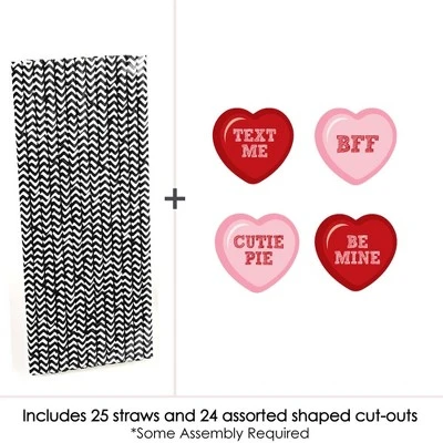 Big Dot Of Happiness Conversation Hearts Paper Straw Decor - Valentine's Day Party Striped Decorative Straws - Set Of 24 2 Big Dot Of Happiness Conversation Hearts Paper Straw Decor - Valentine's Day Party Striped Decorative Straws - Set Of 24 - Image 2