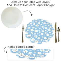 Big Dot Of Happiness Blue Daisy Flowers - Floral Party Round Table Decorations - Paper Chargers - Place Setting For 12 -Aurora Party Sales GUEST cfd9ac14 1597 46ba 8e84 6a1b47d8d2bb