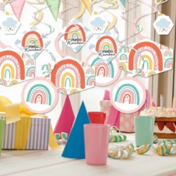 Big Dot Of Happiness Hello Rainbow - Boho Baby Shower And Birthday Party Hanging Decor - Party Decoration Swirls - Set Of 40