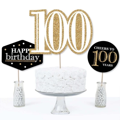 Big Dot Of Happiness Adult 100th Birthday - Gold - Birthday Party Centerpiece Sticks - Table Toppers - Set Of 15 2 Big Dot Of Happiness Adult 100th Birthday - Gold - Birthday Party Centerpiece Sticks - Table Toppers - Set Of 15 - Image 2