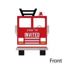Big Dot Of Happiness Fired Up Fire Truck - Shaped Fill-in Invites - Firetruck Baby Shower Or Birthday Party Invite Cards With Envelopes - Set Of 12