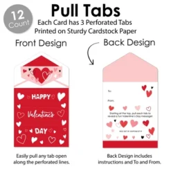 Big Dot Of Happiness Happy Valentine's Day - Valentine Hearts Cards For Kids - Happy Valentine's Day Pull Tabs - Set Of 12 -Aurora Party Sales GUEST d21a316e 9e79 4b81 ab57 b3727c31904e