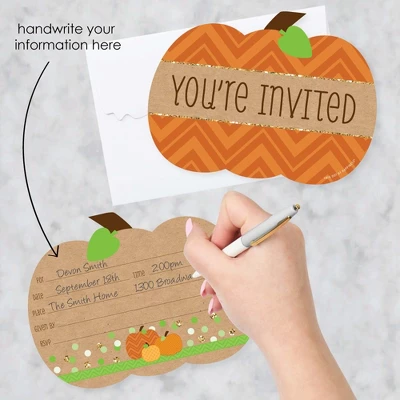 Big Dot Of Happiness Pumpkin Patch - Shaped Fill-in Invitations - Fall, Halloween Or Thanksgiving Party Invitation Cards With Envelopes - Set Of 12 1 Big Dot Of Happiness Pumpkin Patch - Shaped Fill-in Invitations - Fall, Halloween Or Thanksgiving Party Invitation Cards With Envelopes - Set Of 12