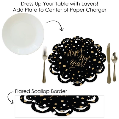 Big Dot Of Happiness New Year’s Eve - Gold - New Years Eve Party Round Table Decorations - Paper Chargers - Place Setting For 12 6 Big Dot Of Happiness New Year’s Eve - Gold - New Years Eve Party Round Table Decorations - Paper Chargers - Place Setting For 12 - Image 6