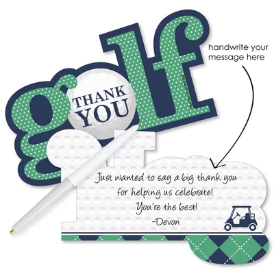 Big Dot Of Happiness Par-Tee Time - Golf - Shaped Thank You Cards - Birthday Or Retirement Party Thank You Note Cards With Envelopes - Set Of 12 1 Big Dot Of Happiness Par-Tee Time - Golf - Shaped Thank You Cards - Birthday Or Retirement Party Thank You Note Cards With Envelopes - Set Of 12