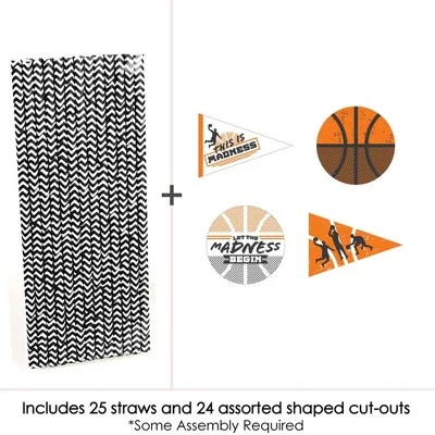 Big Dot Of Happiness Basketball - Let The Madness Begin - Paper Straw Decor - College Basketball Party Striped Decorative Straws - Set Of 24 2 Big Dot Of Happiness Basketball - Let The Madness Begin - Paper Straw Decor - College Basketball Party Striped Decorative Straws - Set Of 24 - Image 2