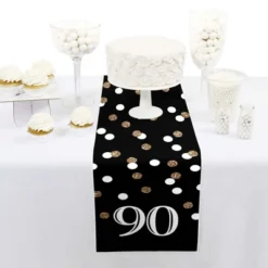 Big Dot Of Happiness Adult 90th Birthday - Gold - Petite Birthday Party Paper Table Runner - 12 X 60 Inches