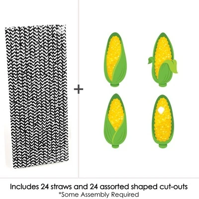 Big Dot Of Happiness It's Corn - Paper Straw Decor - Fall Harvest Party Striped Decorative Straws - Set Of 24 2 Big Dot Of Happiness It's Corn - Paper Straw Decor - Fall Harvest Party Striped Decorative Straws - Set Of 24 - Image 2