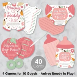 Big Dot Of Happiness Girl Little Pumpkin - 4 Fall Baby Shower Games - 10 Cards Each - Gamerific Bundle