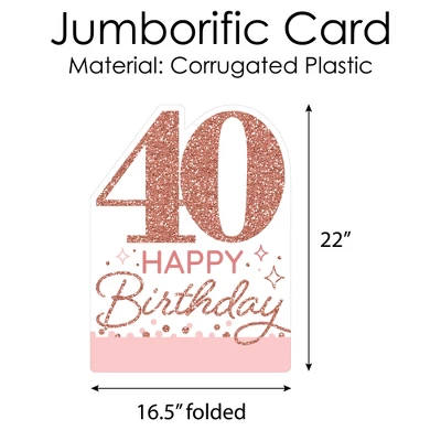Big Dot Of Happiness 40th Pink Rose Gold Birthday - Happy Birthday Giant Greeting Card - Big Shaped Jumborific Card - 16.5 X 22 Inches 3 Big Dot Of Happiness 40th Pink Rose Gold Birthday - Happy Birthday Giant Greeting Card - Big Shaped Jumborific Card - 16.5 X 22 Inches - Image 3