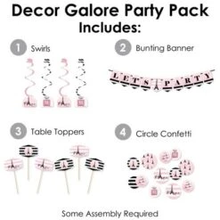 Big Dot Of Happiness Paris, Ooh La La - Paris Themed Baby Shower Or Birthday Party Supplies Decoration Kit - Decor Galore Party Pack - 51 Pieces