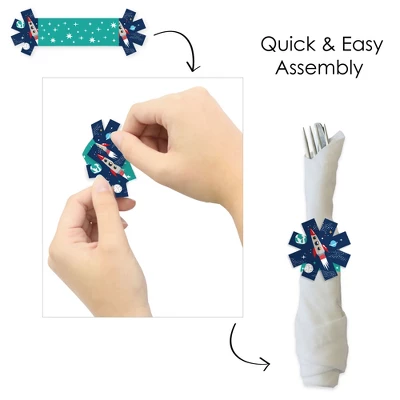 Big Dot Of Happiness Blast Off To Outer Space - Rocket Ship Baby Shower Or Birthday Party Paper Napkin Holder - Napkin Rings - Set Of 24 3 Big Dot Of Happiness Blast Off To Outer Space - Rocket Ship Baby Shower Or Birthday Party Paper Napkin Holder - Napkin Rings - Set Of 24 - Image 3