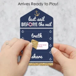 Big Dot Of Happiness Last Sail Before The Veil - Nautical Bachelorette And Bridal Shower Game Pickle Cards - Truth, Dare, Share Pull Tabs - Set Of 12