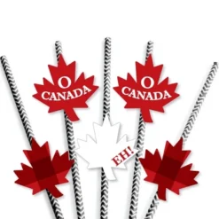 Big Dot Of Happiness Canada Day - Paper Straw Decor - Canadian Party Striped Decorative Straws - Set Of 24 -Aurora Party Sales GUEST d7de69fe f849 41fc b3ea 613590d3dc71