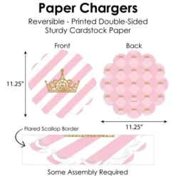 Big Dot Of Happiness Little Princess Crown - Baby Shower Or Birthday Party Paper Charger And Table Decorations - Chargerific Kit - Place Setting For 8 -Aurora Party Sales GUEST d8b786f6 98bd 40d4 96bb 9a3957931525