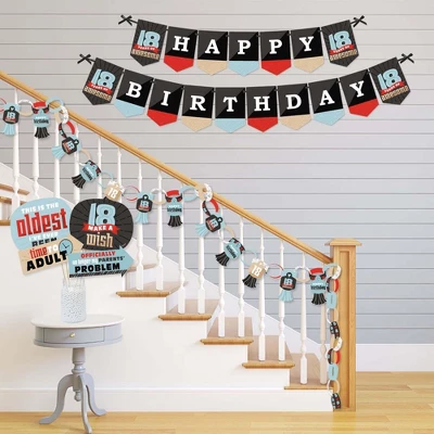 Big Dot Of Happiness Boy 18th Birthday - Banner And Photo Booth Decorations - Eighteenth Birthday Party Supplies Kit - Doterrific Bundle 2 Big Dot Of Happiness Boy 18th Birthday - Banner And Photo Booth Decorations - Eighteenth Birthday Party Supplies Kit - Doterrific Bundle - Image 2