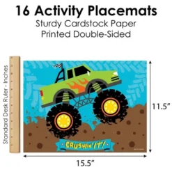 Big Dot Of Happiness Smash And Crash - Monster Truck - Paper Boy Birthday Party Coloring Sheets - Activity Placemats - Set Of 16 -Aurora Party Sales GUEST d9943e80 b132 4278 9187 79022b959e48