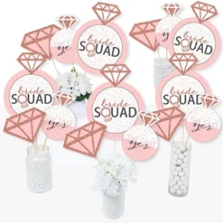 Big Dot Of Happiness Bride Squad - Rose Gold Bridal Shower Or Bachelorette Party Centerpiece Sticks - Table Toppers - Set Of 15