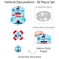 Big Dot Of Happiness Ahoy It's A Boy - Nautical Baby Shower DIY Dangler Backdrop - Hanging Vertical Decorations - 30 Pieces -Aurora Party Sales GUEST da641b1f 5968 441f b5d2 b66eecc06cb8
