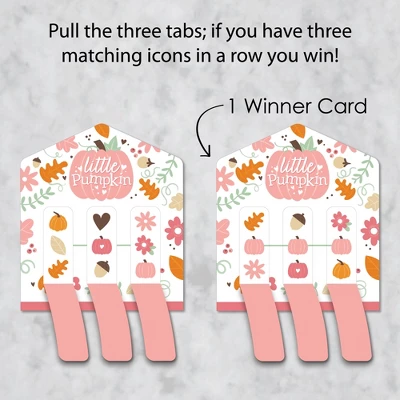 Big Dot Of Happiness Girl Little Pumpkin - Fall Birthday Party Or Baby Shower Game Pickle Cards - Pull Tabs 3-in-a-Row - Set Of 12 2 Big Dot Of Happiness Girl Little Pumpkin - Fall Birthday Party Or Baby Shower Game Pickle Cards - Pull Tabs 3-in-a-Row - Set Of 12 - Image 2