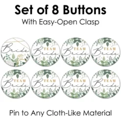 Big Dot Of Happiness Boho Botanical Bride - 3 Inch Greenery Bridal Shower And Wedding Party Badge - Pinback Buttons - Set Of 8 -Aurora Party Sales GUEST db713adb bb46 427f 8357 1ed4dbfa319a