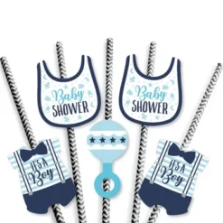 Big Dot Of Happiness It's A Boy - Paper Straw Decor - Blue Baby Shower Striped Decorative Straws - Set Of 24 -Aurora Party Sales GUEST db995d62 3139 435f abed e44ab3caf5b5