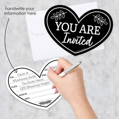 Big Dot Of Happiness Mr. And Mrs. - Shaped Fill-In Invitations - Black And White Wedding Or Bridal Shower Invitation Cards With Envelopes - Set Of 12 1 Big Dot Of Happiness Mr. And Mrs. - Shaped Fill-In Invitations - Black And White Wedding Or Bridal Shower Invitation Cards With Envelopes - Set Of 12