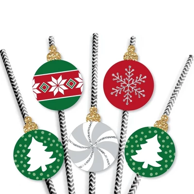 Big Dot Of Happiness Ornaments - Paper Straw Decor - Holiday And Christmas Party Striped Decorative Straws - Set Of 24 4 Big Dot Of Happiness Ornaments - Paper Straw Decor - Holiday And Christmas Party Striped Decorative Straws - Set Of 24 - Image 4