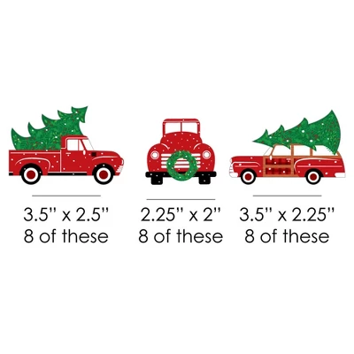 Big Dot Of Happiness Merry Little Christmas Tree - Paper Straw Decor - Red Truck And Car Christmas Party Striped Decorative Straws - Set Of 24 2 Big Dot Of Happiness Merry Little Christmas Tree - Paper Straw Decor - Red Truck And Car Christmas Party Striped Decorative Straws - Set Of 24 - Image 2
