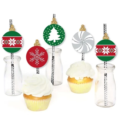 Big Dot Of Happiness Ornaments - Paper Straw Decor - Holiday And Christmas Party Striped Decorative Straws - Set Of 24 3 Big Dot Of Happiness Ornaments - Paper Straw Decor - Holiday And Christmas Party Striped Decorative Straws - Set Of 24 - Image 3