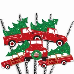 Big Dot Of Happiness Merry Little Christmas Tree - Paper Straw Decor - Red Truck And Car Christmas Party Striped Decorative Straws - Set Of 24 7 Big Dot Of Happiness Merry Little Christmas Tree - Paper Straw Decor - Red Truck And Car Christmas Party Striped Decorative Straws - Set Of 24 -Aurora Party Sales GUEST ddbcfe15 1e42 406e b22d 7aad4b1dd75a