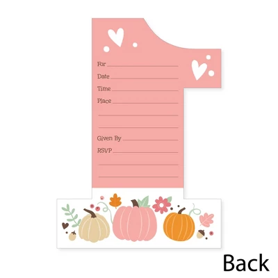 Big Dot Of Happiness 1st Birthday Girl Little Pumpkin - Shaped Fall First Birthday Party Invitation Cards With Envelopes - Set Of 12 3 Big Dot Of Happiness 1st Birthday Girl Little Pumpkin - Shaped Fall First Birthday Party Invitation Cards With Envelopes - Set Of 12 - Image 3