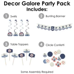 Big Dot Of Happiness Ahoy - Nautical - Baby Shower Or Birthday Party Supplies Decoration Kit - Decor Galore Party Pack - 51 Pieces