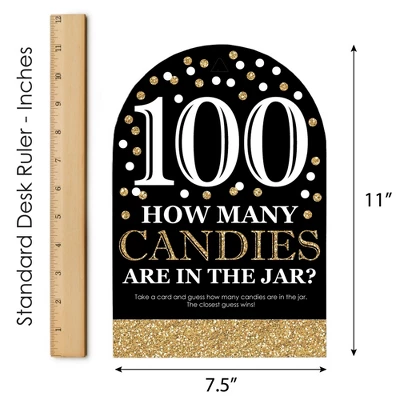 Big Dot Of Happiness Adult 100th Birthday - Gold - How Many Candies Birthday Party Game - 1 Stand And 40 Cards - Candy Guessing Game 5 Big Dot Of Happiness Adult 100th Birthday - Gold - How Many Candies Birthday Party Game - 1 Stand And 40 Cards - Candy Guessing Game - Image 5