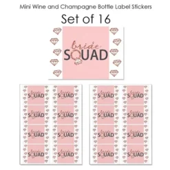 Big Dot Of Happiness Bride Squad - Mini Wine & Champagne Bottle Label Stickers - Rose Gold Bridal Shower Or Bachelorette Party Favor Gift - Set Of 16 -Aurora Party Sales GUEST e1d80c1f 6f9c 4321 96f5 0b5627a9e91a