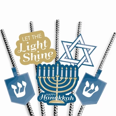 Big Dot Of Happiness Happy Hanukkah Paper Straw Decor - Hanukkah Party Striped Decorative Straws - Set Of 24 4 Big Dot Of Happiness Happy Hanukkah Paper Straw Decor - Hanukkah Party Striped Decorative Straws - Set Of 24 - Image 4